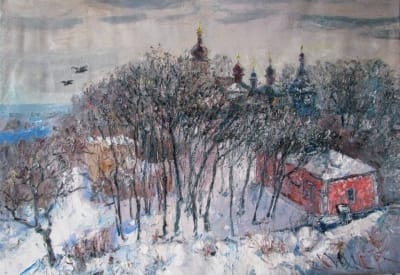 Картина зимовий пейзаж «Іонівський монастир»