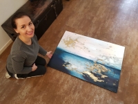 Картина олією абстракція море «На краю води» живопис для сучасних інтер'єрів