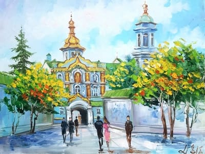 Картина олією міський пейзаж Києва «Види Києва. Києво-Печерська Лавра» - живопис Україна