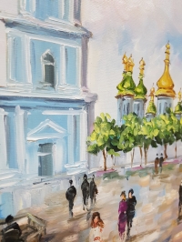 Картина олією міський пейзаж Києва «Види Києва. Софійська площа» - живопис для сучасних інтер'єрів