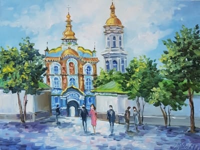 Картина олією пейзаж Києва «Види Києва. Києво-Печерська Лавра» купити живопис Україна