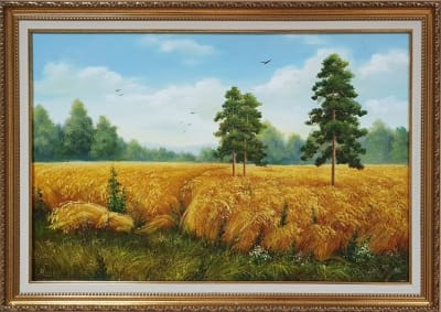 Картина олією пейзаж «Золоте пшеничне поле» купити живопис Україна