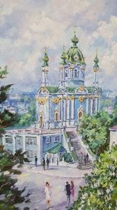 Київский пейзаж картини олією «Види Києва. Андріївська церква» види Києва живопис купити