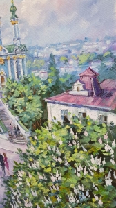 Київский пейзаж картини олією «Види Києва. Андріївська церква» види Києва живопис купити