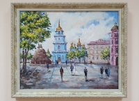 Картина олією київський міський пейзаж «Види Києва. Софійська площа» купити сучасний живопис Україна
