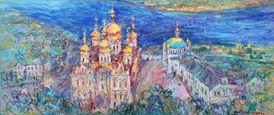 Картина олією види Києва «Види Києва. Лавра. Вид з дзвіниці» купити живопис Україна