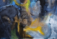 Картина абстракція BLACK-BLUE-YELLOW купити живопис для сучасних інтер'єрів