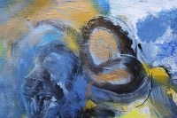Картина абстракція BLACK-BLUE-YELLOW купити живопис для сучасних інтер'єрів