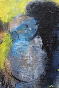 Картина абстракція BLACK-BLUE-YELLOW купити живопис для сучасних інтер'єрів