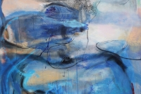 Абстрактна картина LANDSCAPE WITH BLUE AND BLACK купити живопис для сучасних інтер'єрів