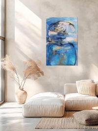 Абстрактна картина LANDSCAPE WITH BLUE AND BLACK купити живопис для сучасних інтер'єрів