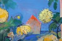 Картина абстракція YELLOW FLOWERS купити живопис для сучасних інтер'єрів