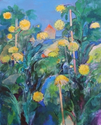 Картина абстракція YELLOW FLOWERS купити живопис для сучасних інтер'єрів