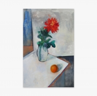 Картина абстракція квіти RED FLOWER AND ORANGE купити живопис для сучасних інтер'єрів