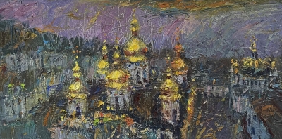 Картина олією київський пейзаж «Види Києва. Києво-Печерська Лавра. Вид зверху» купити живопис Україна