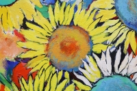 Абстрактна картина SUNFLOWERS WITH LEMON купити картину для сучасного інтер'єру