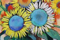 Абстрактна картина SUNFLOWERS WITH LEMON купити картину для сучасного інтер'єру
