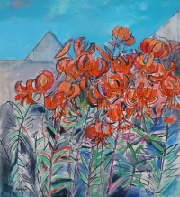 Картина абстрактні квіти TIGER LILIES купити живопис Украіна