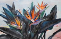 Абстрактна картина STRELITZIA BIRD OF PARADISE купити картину для сучасного інтер'єру