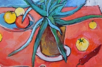 Абстрактна картина ALOE VERA NAD YELLOW TOMATOES купити картину для сучасного інтер'єру