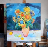 Картина натюрморт з соняхами SUNFLOWERS купити картину для сучасного інтер'єру
