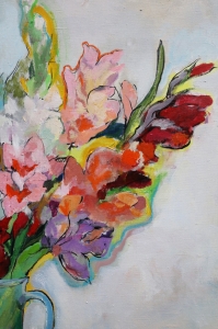 Абстрактна картина з квітами GLADIOLUSES купити картину для сучасного інтер'єру