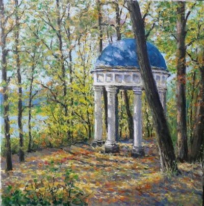 Картина олією пейзаж «Альтанка» купити сучасний живопис Україна
