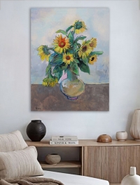 Картина натюрморт з квітами соняхами SUNFLOWERS живопис для сучасних інтер'єрів