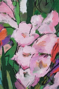 Абстрактна картина з квітами GLADIOLUSES купити картину для сучасного інтер'єру Украіна