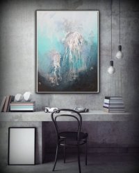 Абстракция картина море медузи «З глибини» купити картини для сучасних інтер'єрів