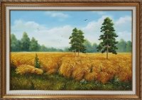 Картина олією пейзаж «Золоте пшеничне поле» купити живопис Україна