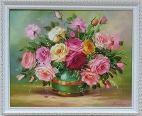 Картина олією квіти «Рожева симфонія» купити живопис Україна