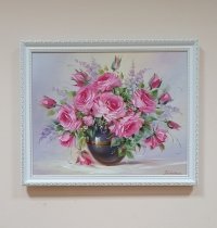 Картина олією квіти «Весняних троянд аромат» купити живопис Україна