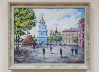 Картина олією київський міський пейзаж «Види Києва. Софійська площа» купити сучасний живопис Україна