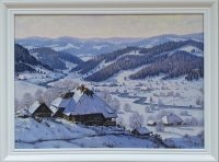 Картина олією зимова тематика «Зимовий пейзаж» купити живопис Україна
