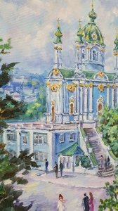 Картина олією міський пейзаж Києва «Види Києва. Андріївська церква» купити живопис олією