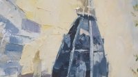 Картина олією міський пейзаж «Дощ в Києві» купити живопис для сучасних інтер'єрів Україна  