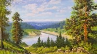 Картина олією літній пейзаж «Умиротворіння» купити картину Київ