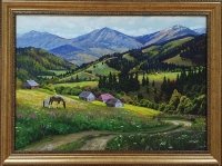 Картина олією гірський пейзаж «Гірський пейзаж. Рідні простори» купити картину Київ