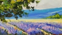 Картина олією пейзаж Прованс «Ліловий Прованс» купити живопис для сучасних інтер'єрів