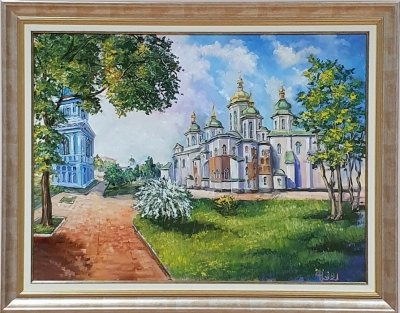 Картина олією київський пейзаж «Види Києва. Софія» купити міський пейзаж Київ