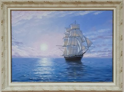Картина олією морський пейзаж «Морський пейзаж. Вітрильник» купити живопис Київ