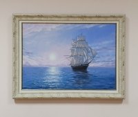 Картина олією морський пейзаж «Морський пейзаж. Вітрильник» купити живопис Київ
