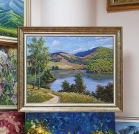 Картина олією літній пейзаж «Літній пейзаж. Вид на ріку» купити живопис Київ