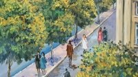 Картина олією міський пейзаж «Теплий Париж» купити живопис Україна Київ