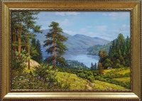 Картина олією літній гірський пейзаж «Гірська тиша» купити живопис Україна