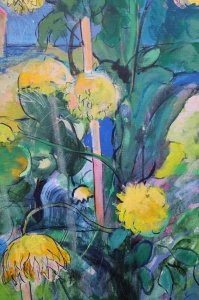 Картина абстракція YELLOW FLOWERS купити живопис для сучасних інтер'єрів