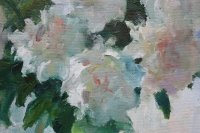 Картина абстракція квіти WHITE PEONIES купити живопис для сучасних інтер'єрів