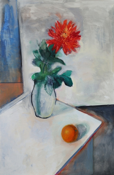 Картина абстракція квіти RED FLOWER AND ORANGE купити живопис для сучасних інтер'єрів