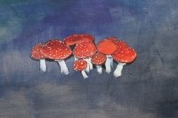 Картина абстракція пейзаж Young family of fly agarics купити живопис для сучасних інтер'єрів